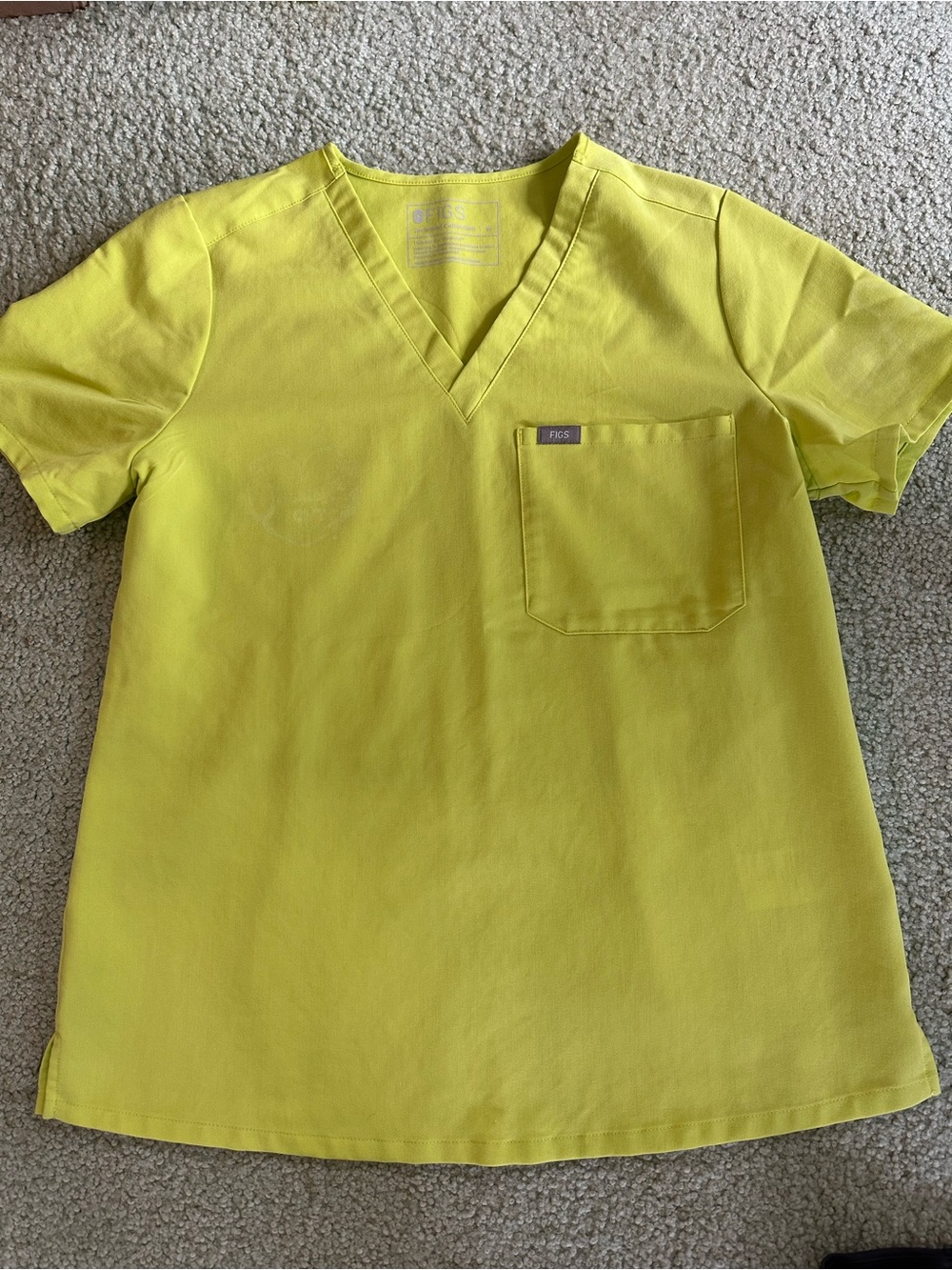 FIGS CITRINE Catarina Yellow V-Neck Pocket Top- SIZE MEDIUM